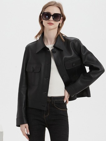 여성 양가죽 심플 정장 자켓 블랙 라이더재킷